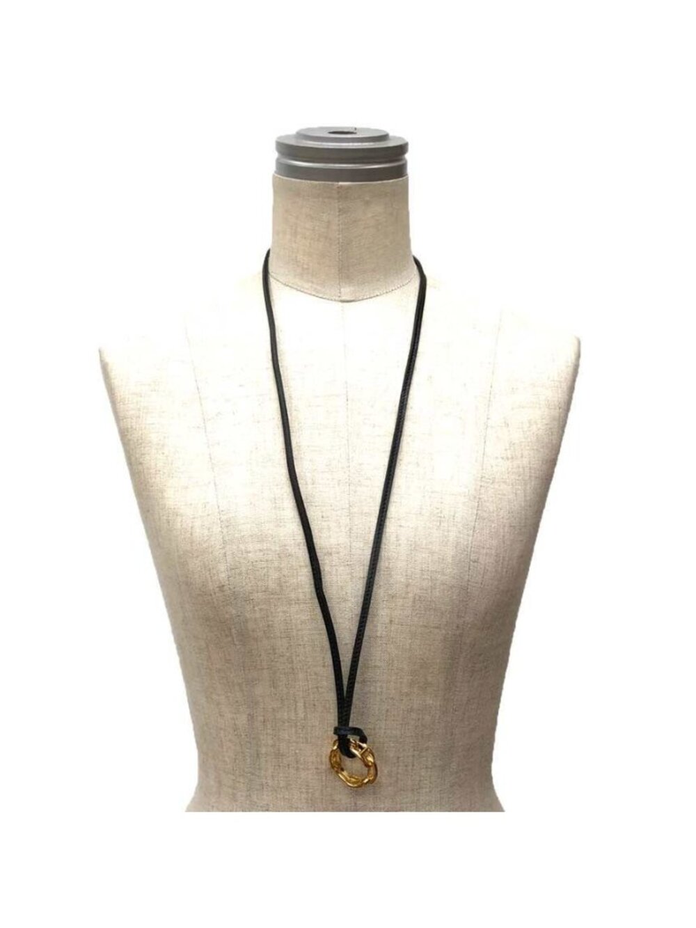 Hermes Lanier Leather Necklace Black Box Calf - Picture 2 of 3